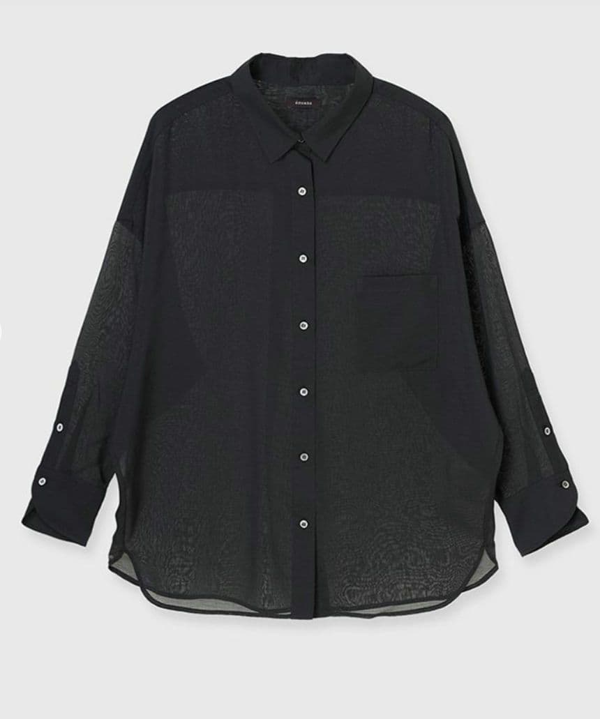 アニュアンス　ミニマルシアーオーバーシャツ　黒