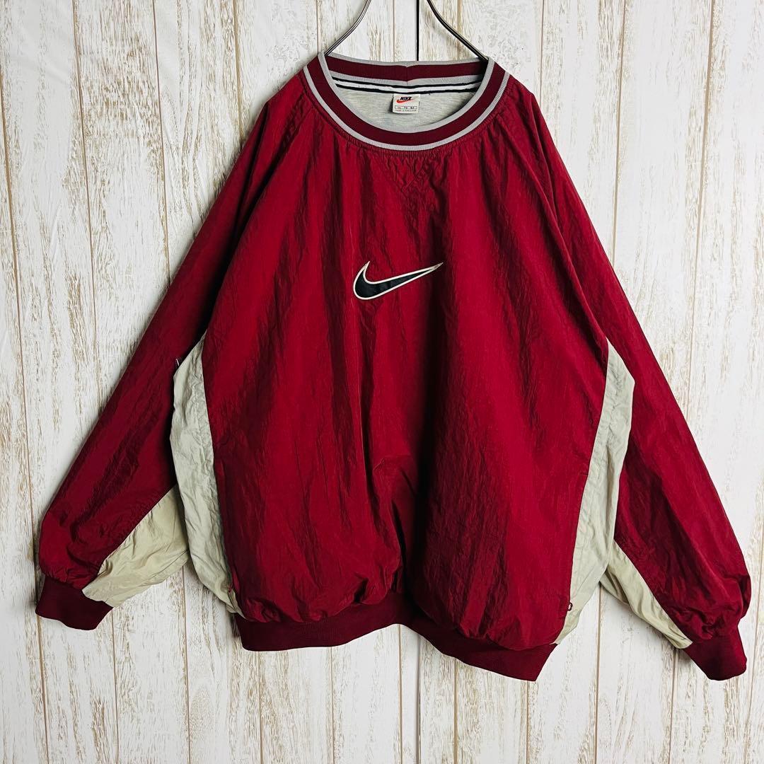 【希少デザイン】ナイキ☆刺繍センタースウッシュロゴスウェット 銀タグ ゆるだぼ