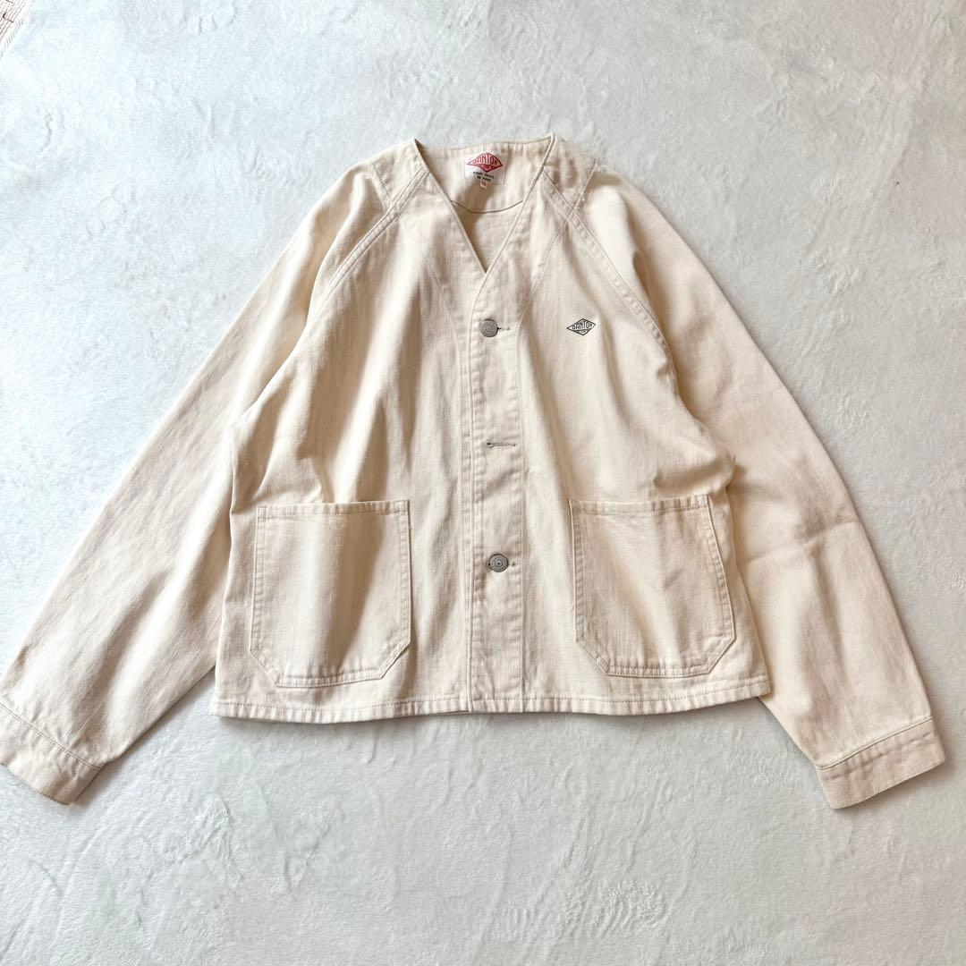 美品✨DANTON コットンツイル ノーカラージャケット 生成り 日本製