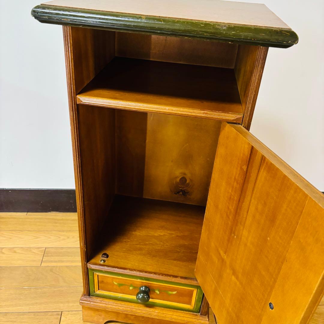 【サイドチェスト】イタリア　木製　象嵌細工　収納　引出　花台　飾り台　インテリア