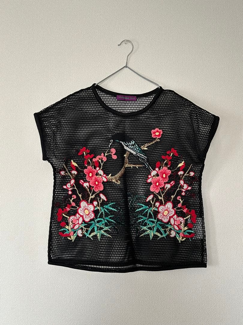 VIVIENNE TAM 刺繍 メッシュ トップス 花柄 鳥