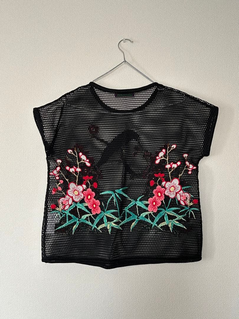 VIVIENNE TAM 刺繍 メッシュ トップス 花柄 鳥