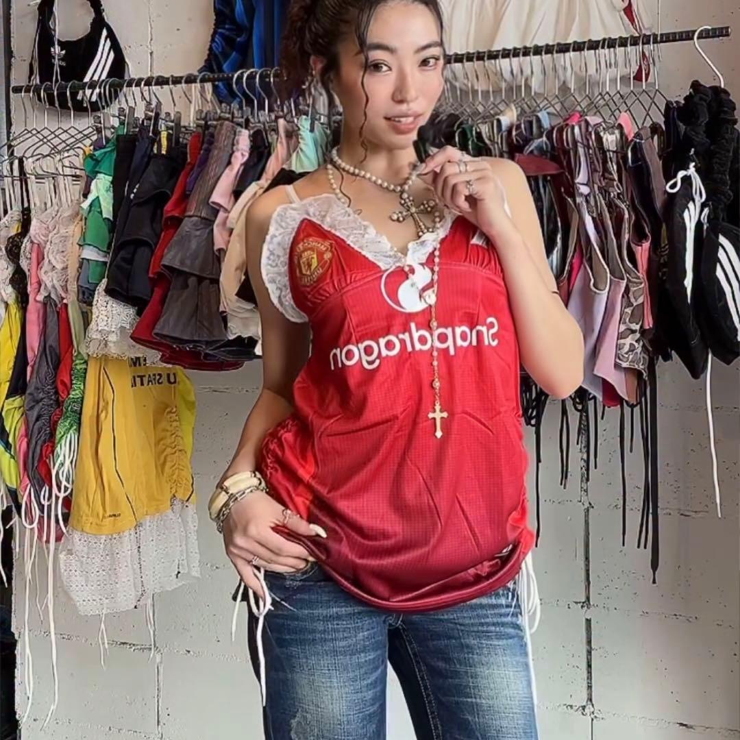 y2k リメイク古着 フリル 平成ギャル キャミソール ワンピ レース