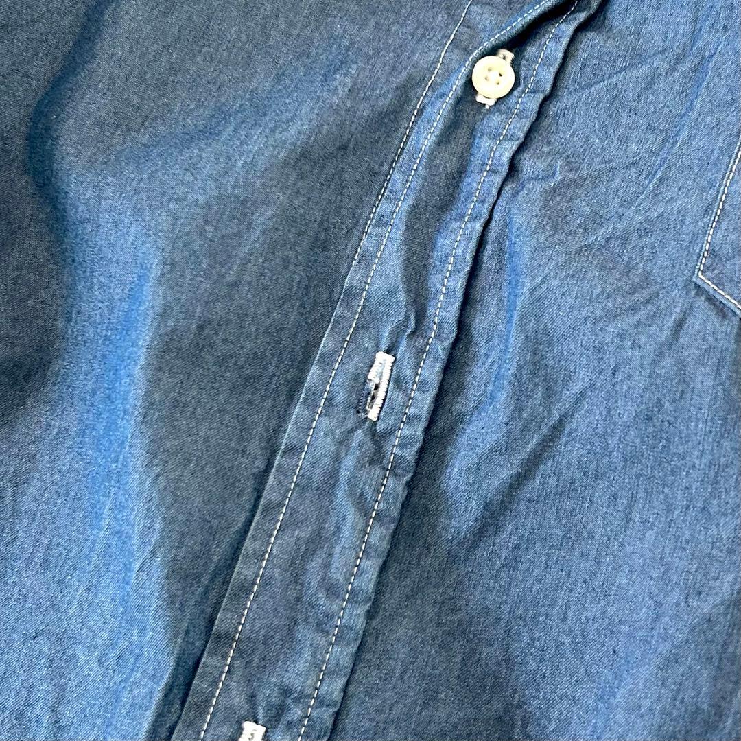 美品 フランク&アイリーン BARRY シワ加工 デニム スキッパーシャツ XS