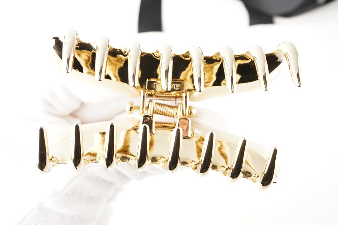 acca アッカ ヘアヘアクリップ ラージ 大 パールホワイトベージュ＆ゴールド