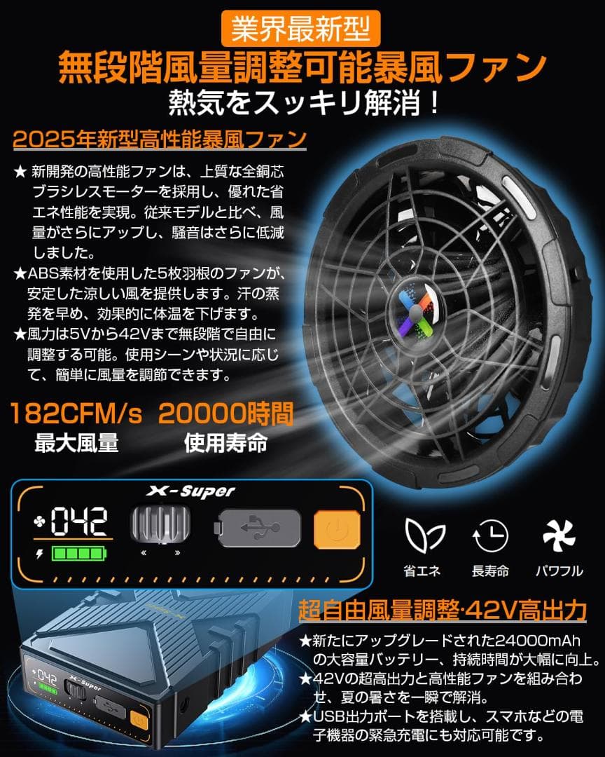 ✨新品 2025年 新モデル 42V超高出力 ファンバッテリーセット 作業服用