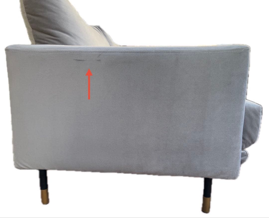 LOYWA ロウヤ ベルベット調 2人掛けソファ ファブリック グレー