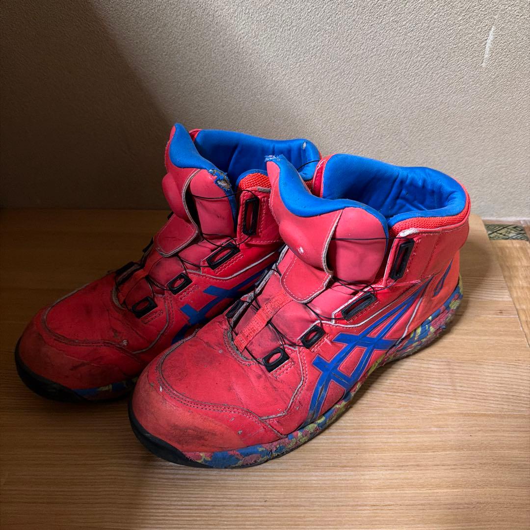 ASICS 安全靴 レッド/ブルー 限定色