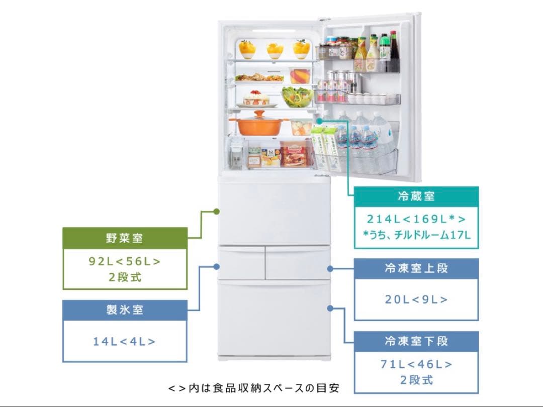東芝 ノンフロン冷凍冷蔵庫 GR-V41GH(WU) 411L 2023年 鞄