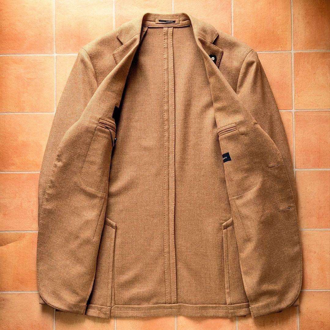 【近年モデル】LARDINI キャメル ジャケット バスケット織 48 ブラウン