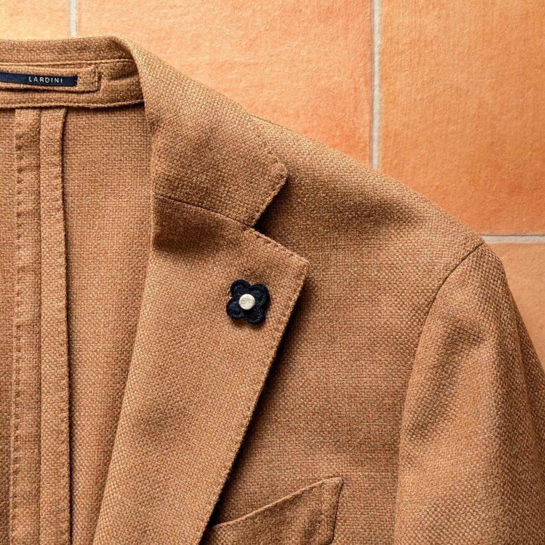 【近年モデル】LARDINI キャメル ジャケット バスケット織 48 ブラウン