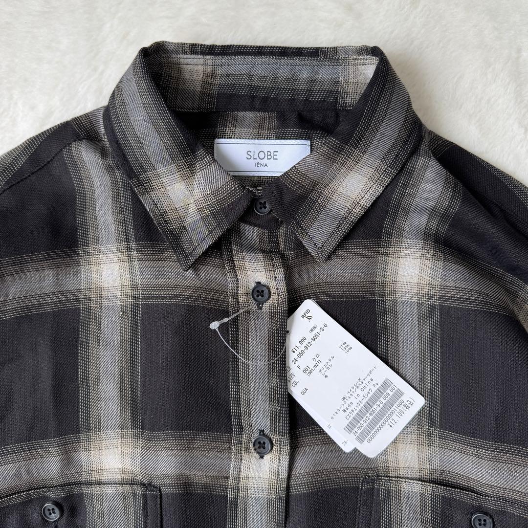 24AW SLOBE IENA ビエラチェックルーズシャツ ブラック