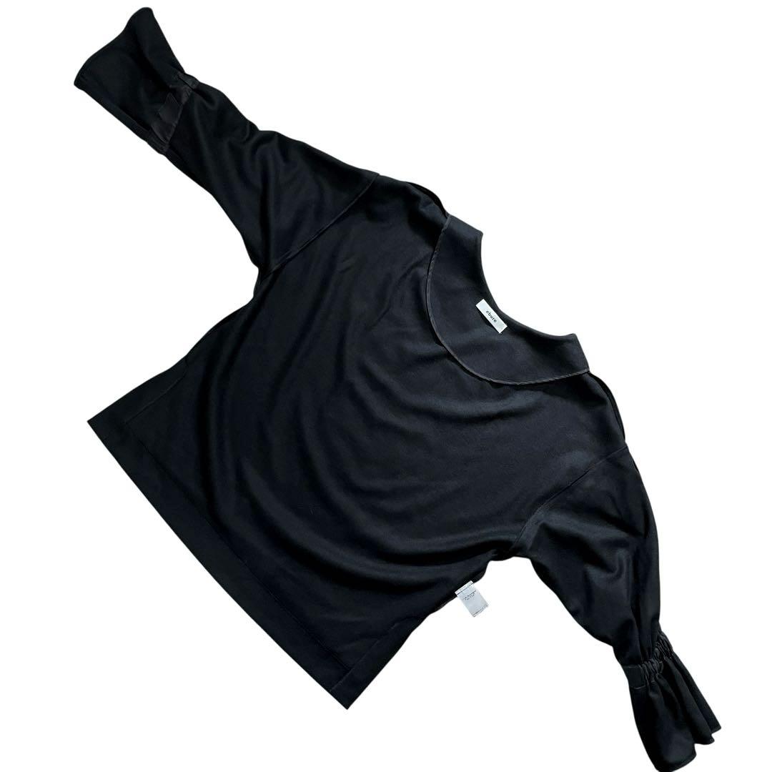 良品　ebure ウール　プルオーバー　V首　ブラウス　リボン　フレアスリーブ