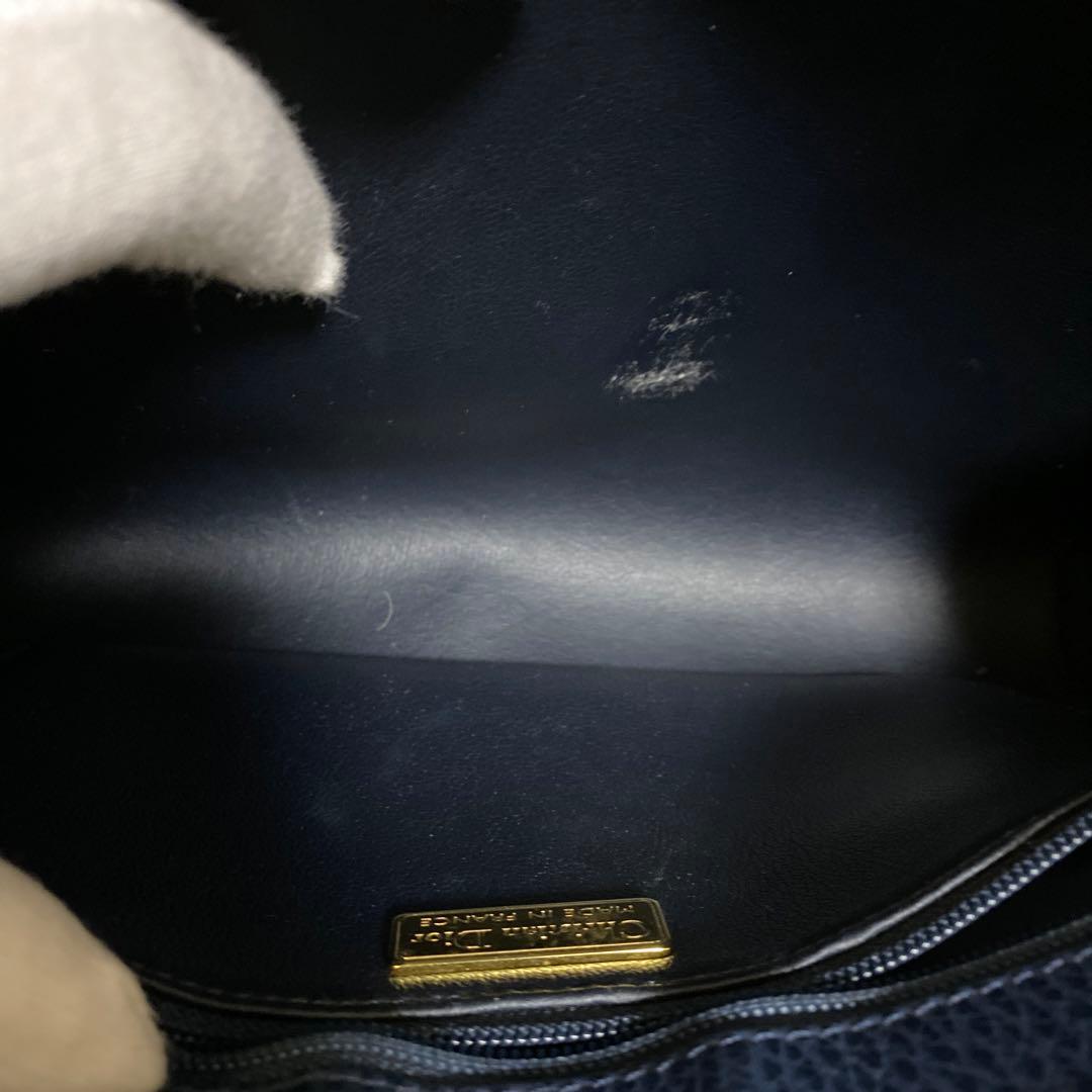 Christian Dior レザーバッグ ネイビー CDロゴ