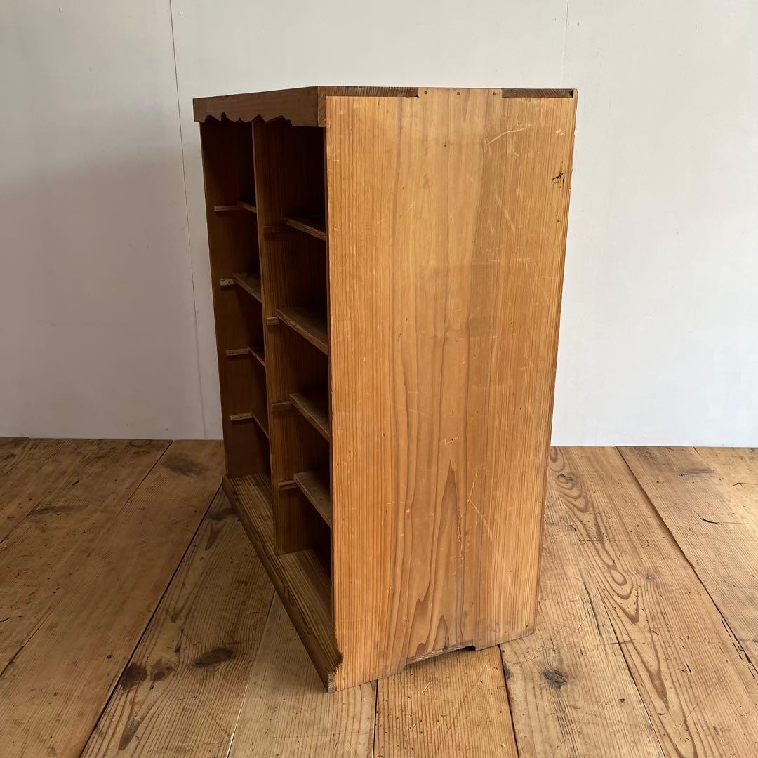 アンティーク オープンラック 格子棚 食器棚 カウンター 無垢材 無塗装