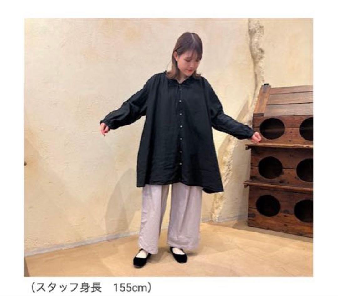 2024美品nest Robe リネンラミーフリルネックチュニック