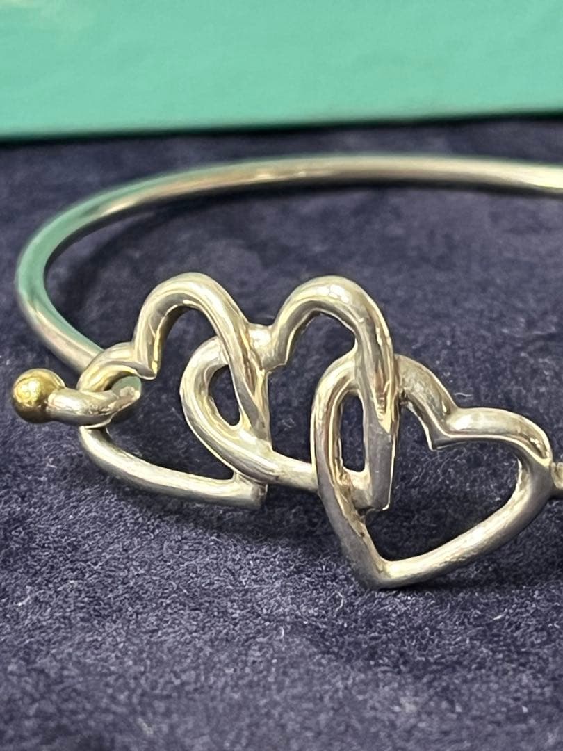 Tiffany ヴィンテージ トリプルハート バングル 18K SV925