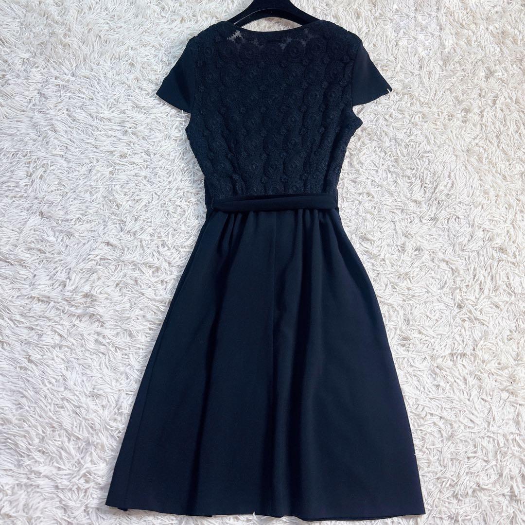 未使用級✨マックスマーラ 半袖 レースドッキングワンピース リボン 黒