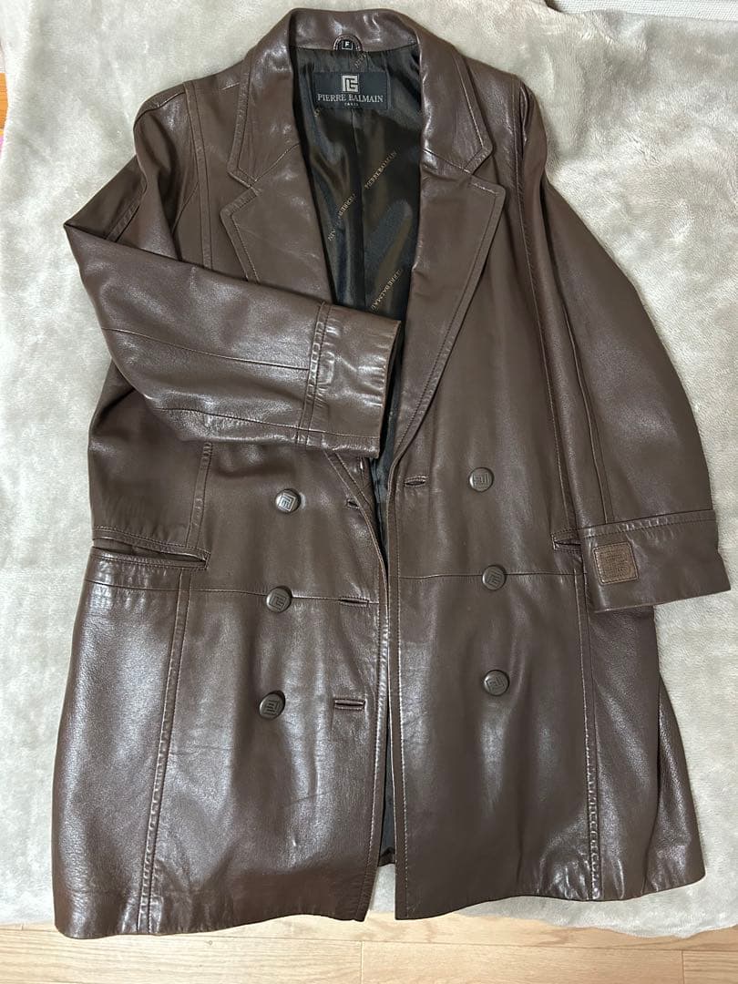 ビエールバルマン PIERRE BALMAIN レザー ヴィンテージファーコート