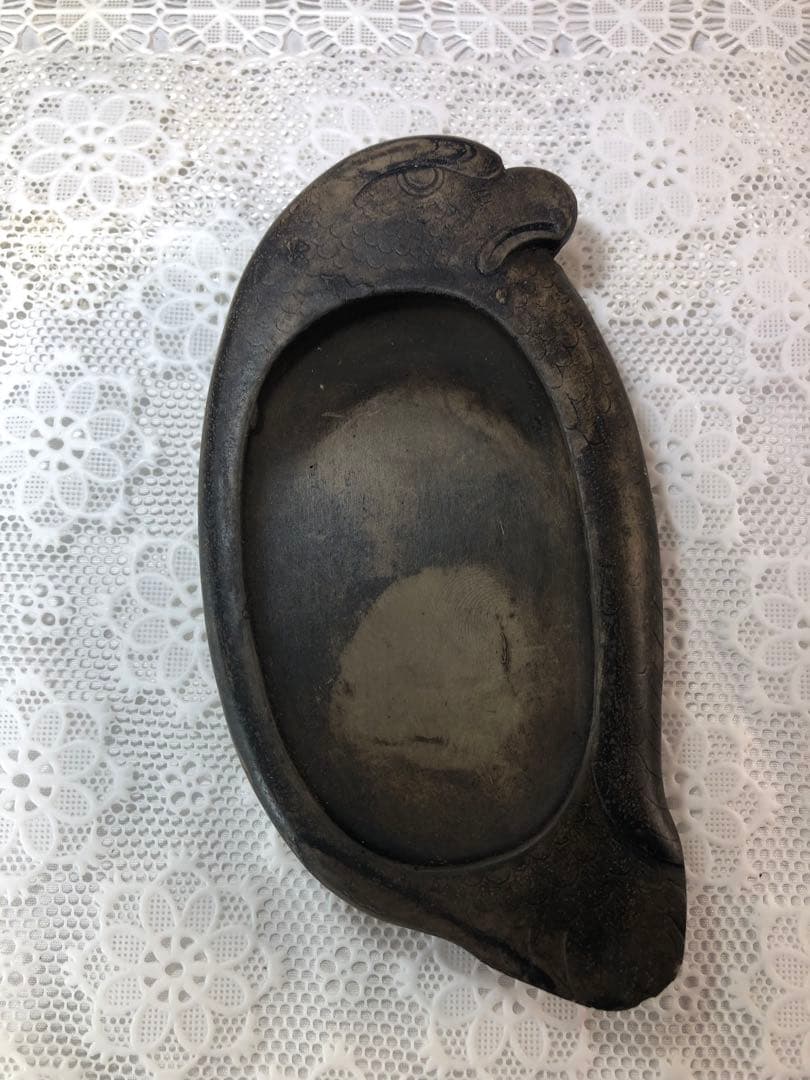 硯　石製 鳥形器 文字刻印あり