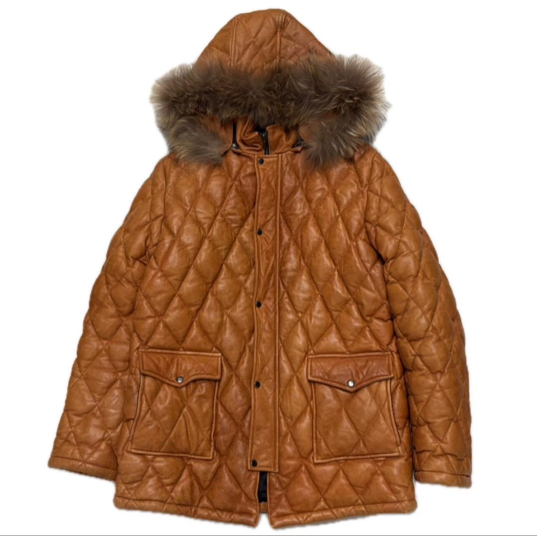 SCHAFFEN 羊革 レザー キルティング ダイヤ ジャケット リアルファー