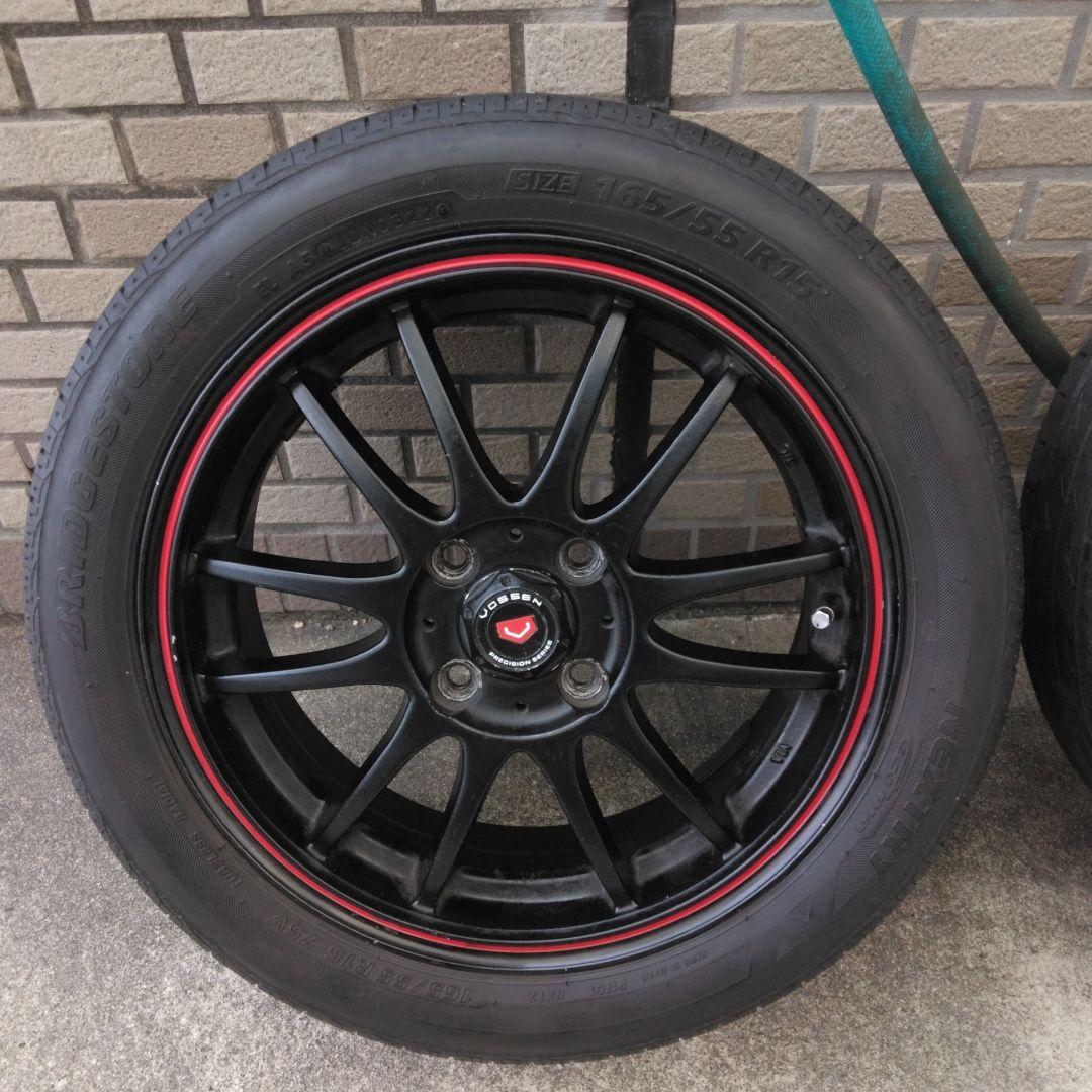 15インチ 5j　45エスホールドブラック スポーク ホイールセット