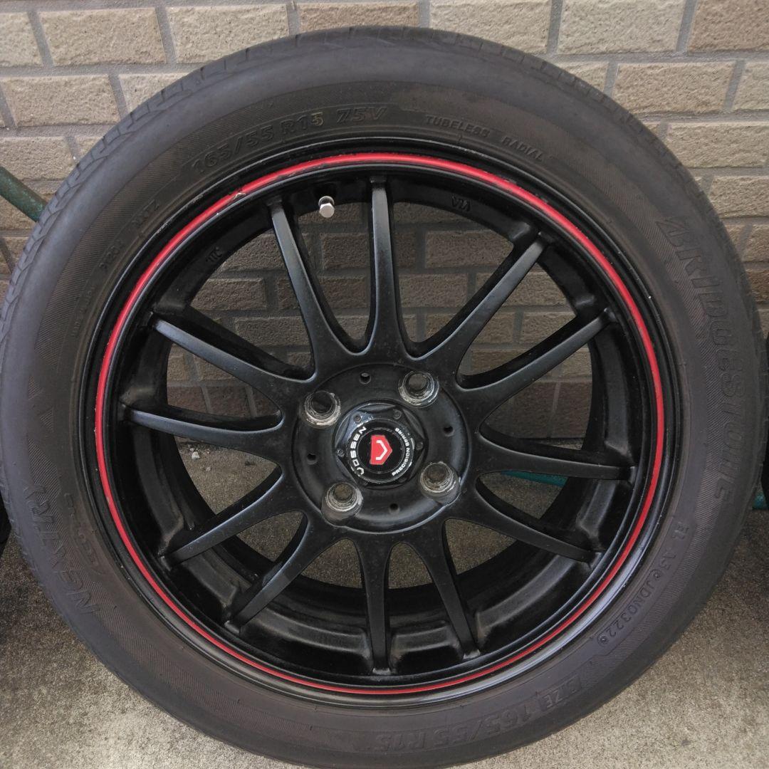 15インチ 5j　45エスホールドブラック スポーク ホイールセット