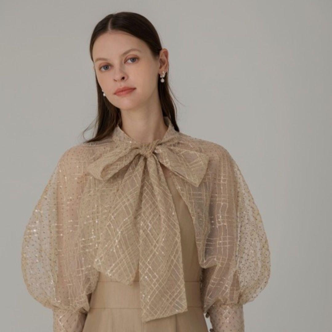 ドットスパンコールリボンボレロオールインワンパンツドレス Leja