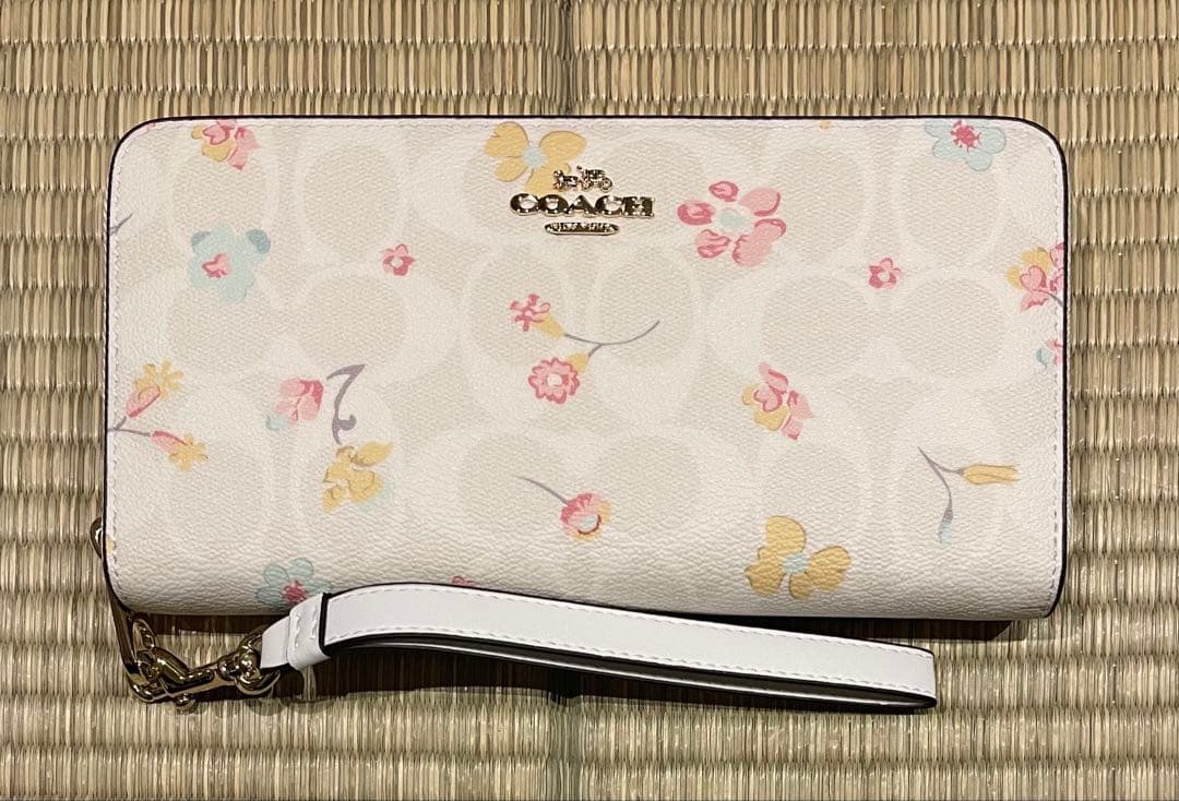 【新品未使用】COACH　長財布　C8695　SV/WT　ホワイト　花柄
