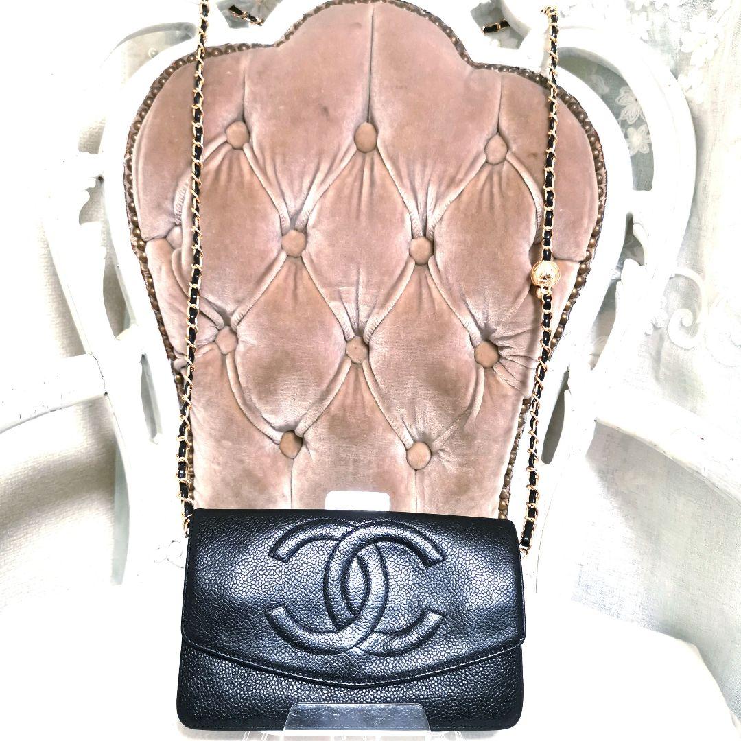 専用!シャネルCHANELキャビアスキン大ココマーク長財布 新品ショルダー