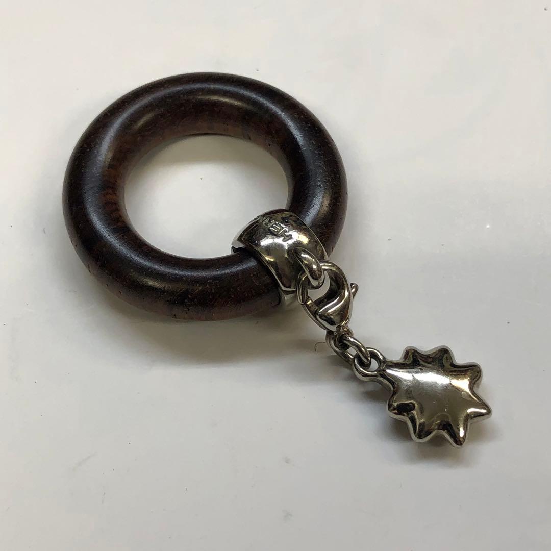 エルメス　HERMES ウッド／メタル／ブラウン／シルバー　スカーフ留