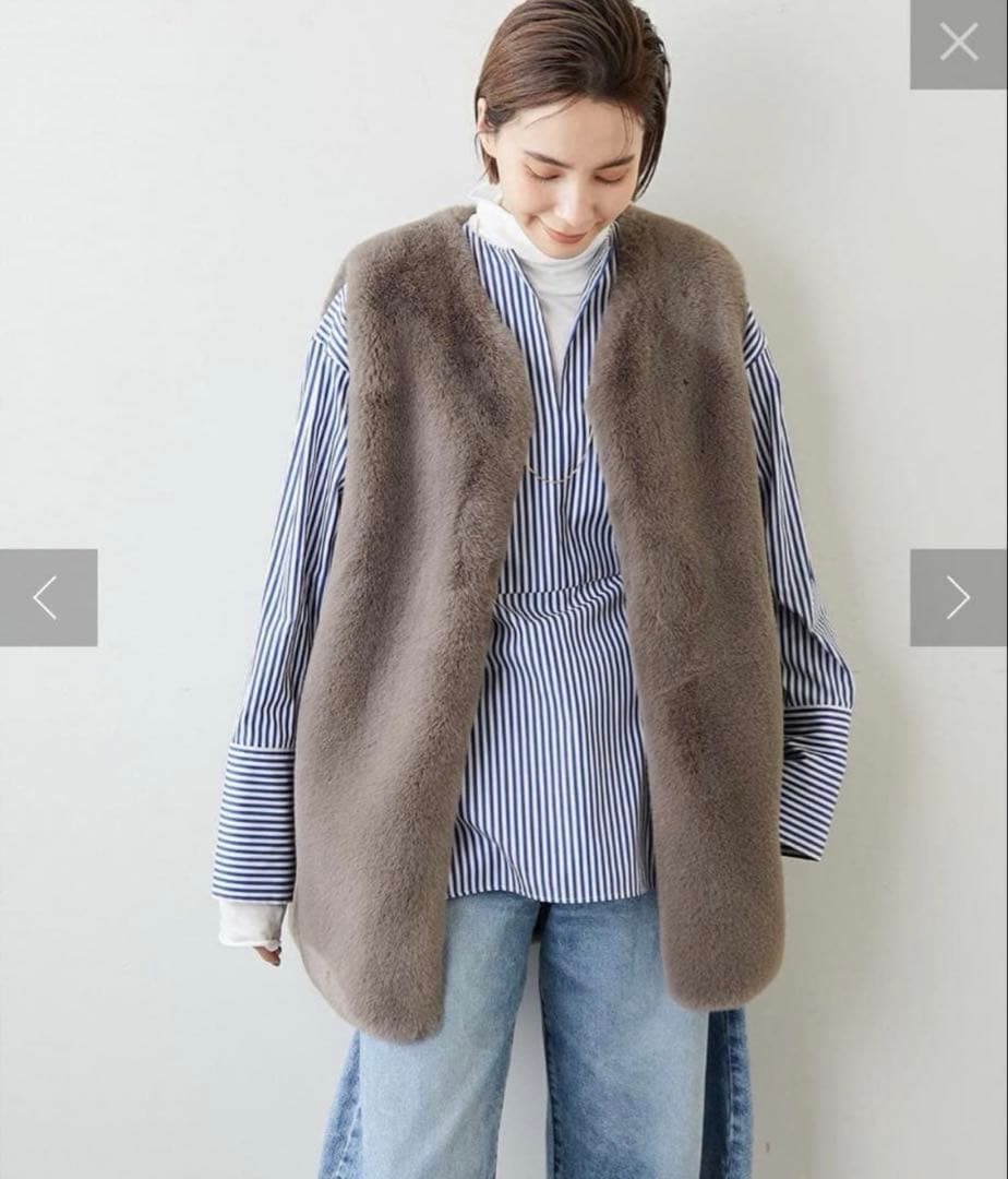 未使用近　Whim Gazettee エコファージレ　グレージュ