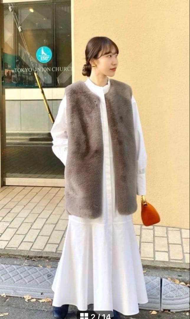 未使用近　Whim Gazettee エコファージレ　グレージュ