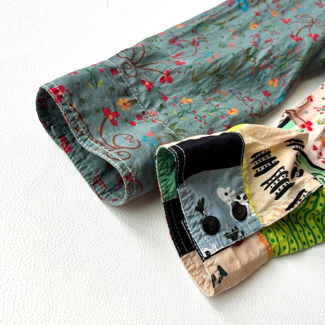 センソユニコ　長袖ロングシャツ　チュニック　変形　マルチカラー　コットン混　40