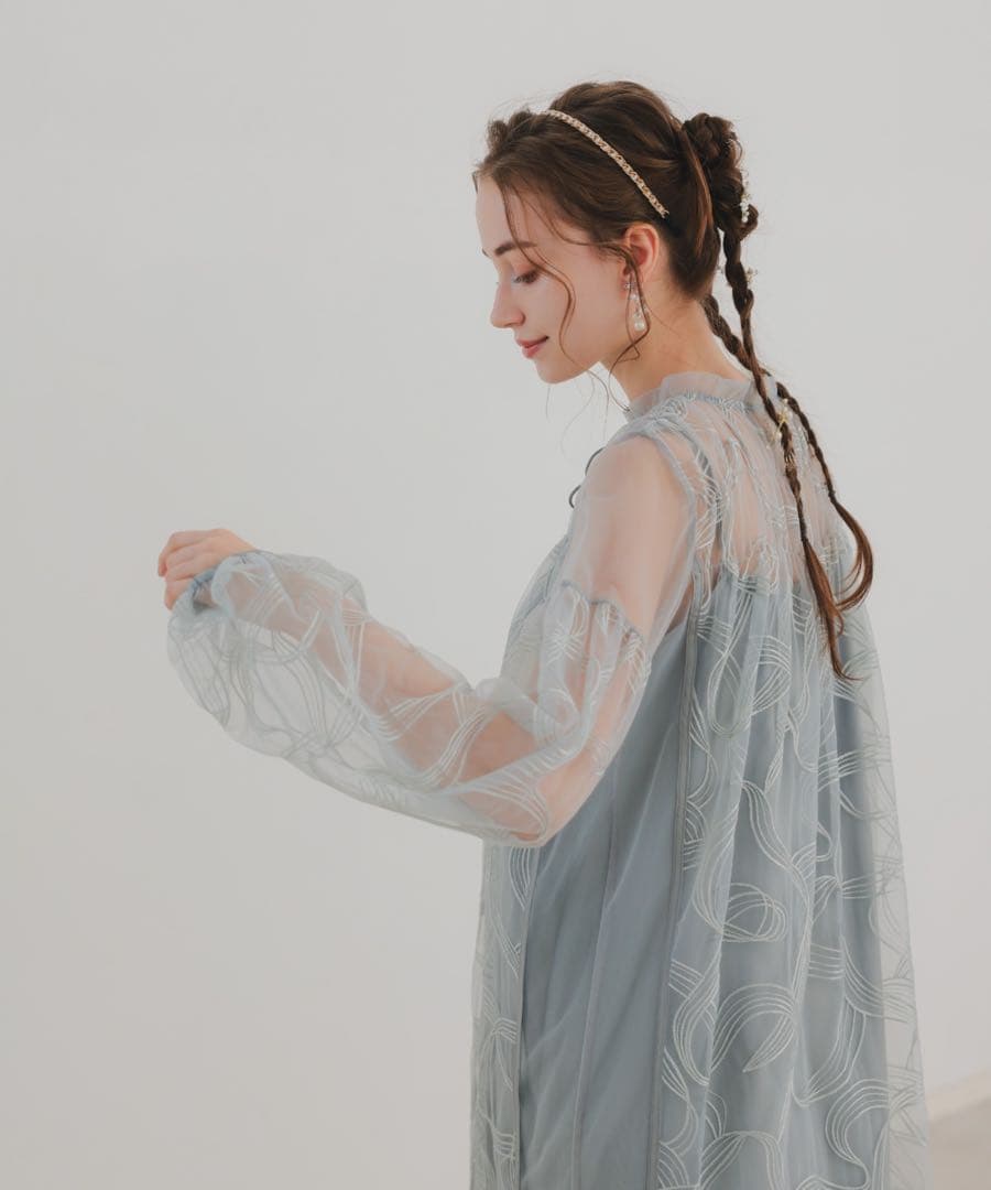 Dorry Doll リボン刺繍ギャザードレス 結婚式　オケージョン　niana