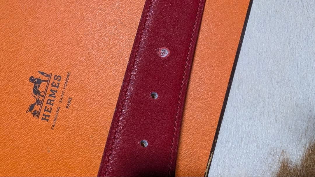 エルメス　コンスタンス　Hベルト　茶×赤