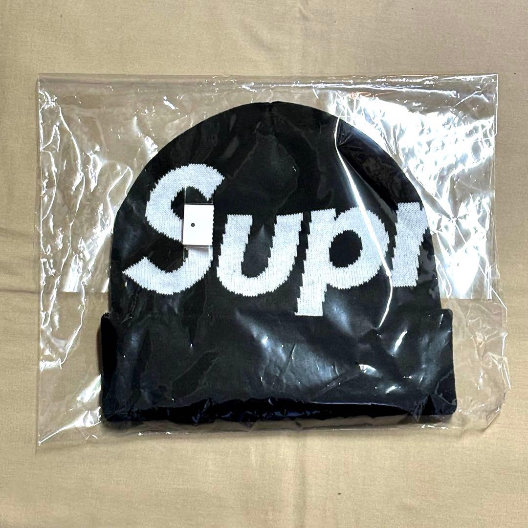 正規品 25FW Supreme Big Logo Beanie 黒 新品