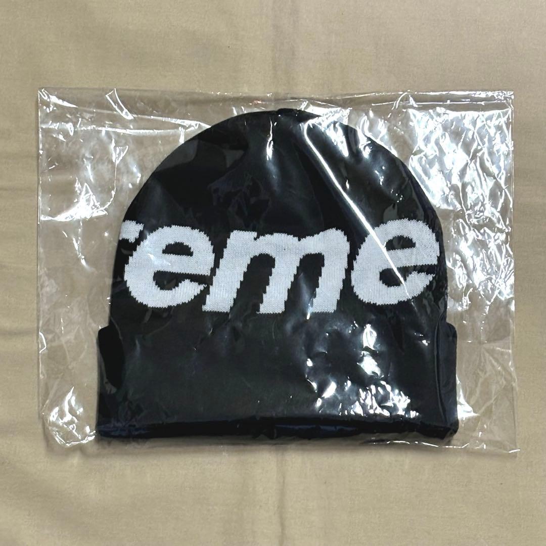 正規品 25FW Supreme Big Logo Beanie 黒 新品