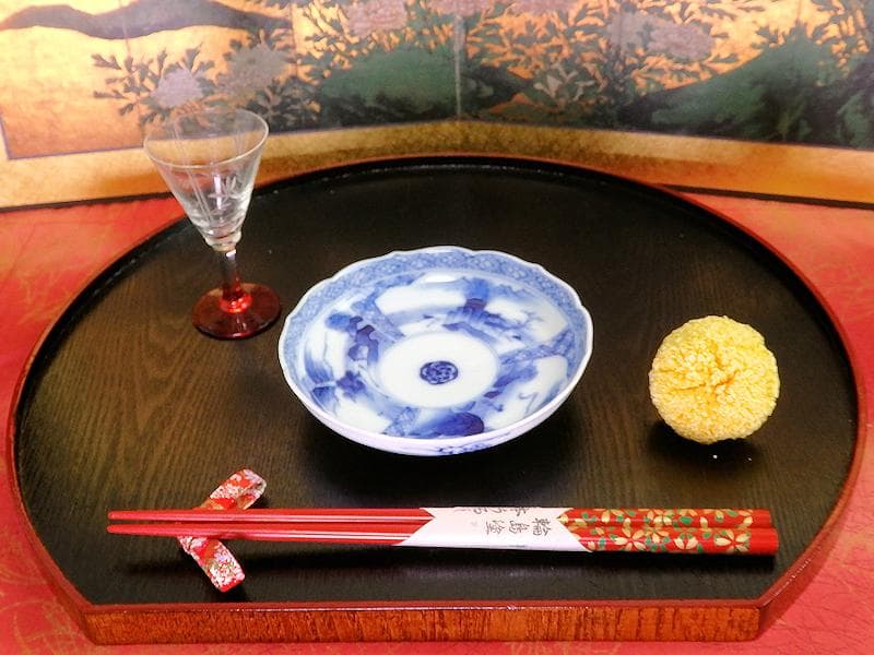 平戸　伊万里　立正堂製　割絵　山水紋の図　4寸皿　５枚　D083AS-DBi