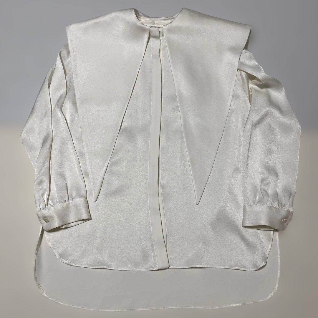 【2度着用・美品】シーニュ　ロングカラーセーラーブラウス Agnes ホワイト