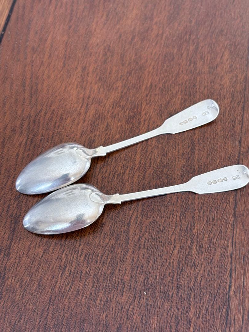 英国アンティーク・ヴィクトリア時代初期 純銀製ティースプーン ２本