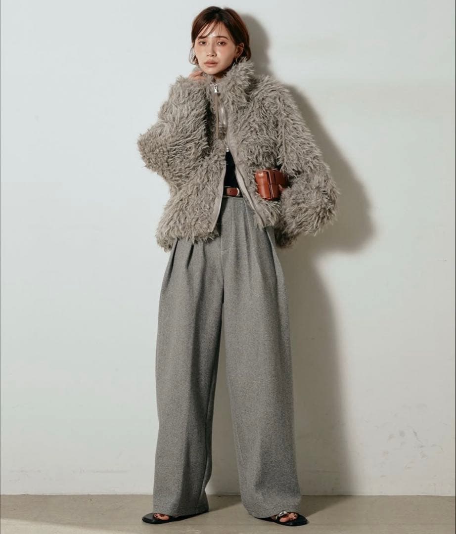 ESICA ミックスシープファースタンドブルゾン　モカ