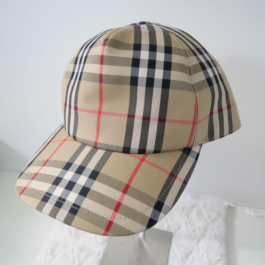 Burberry ベージュ チェック柄キャップMサイズ