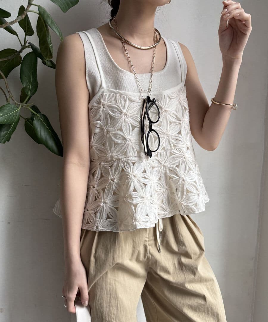 DOUDOUチュールフラワーキャミ