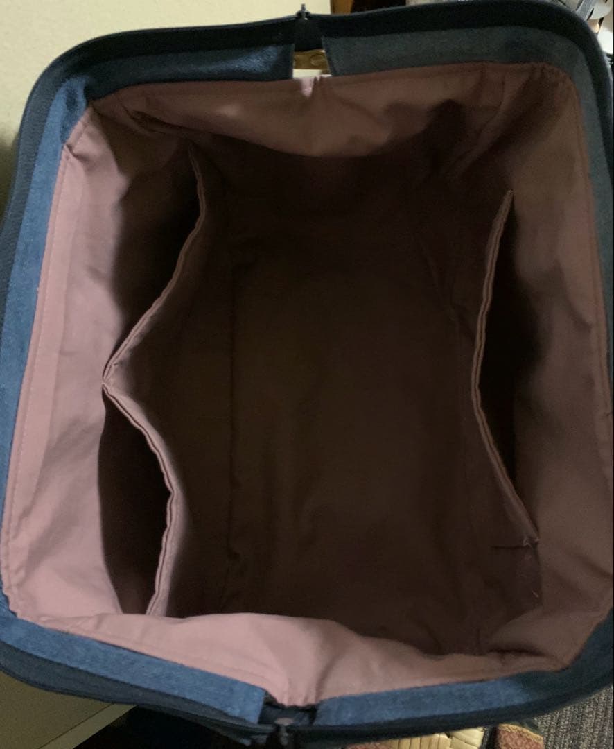 1938【もも】ワイヤー口金ボストンバッグ(L)、デニムリメイク