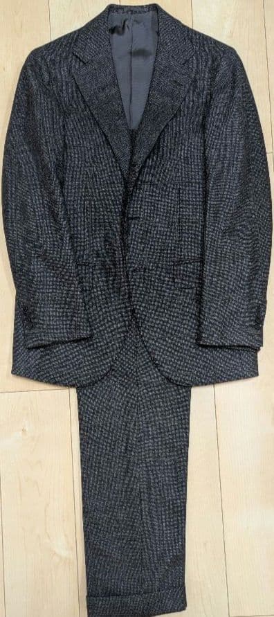 ハ*チ様 BEAMSF Canonico グレー ブロックチェックスーツ