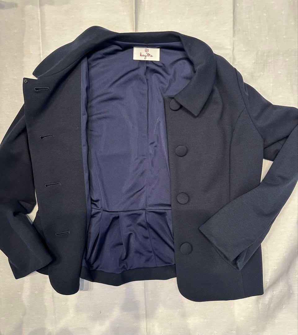 美品✨kay me ダブルジャージー　ネイビー ワンピース&ジャケット13 XL