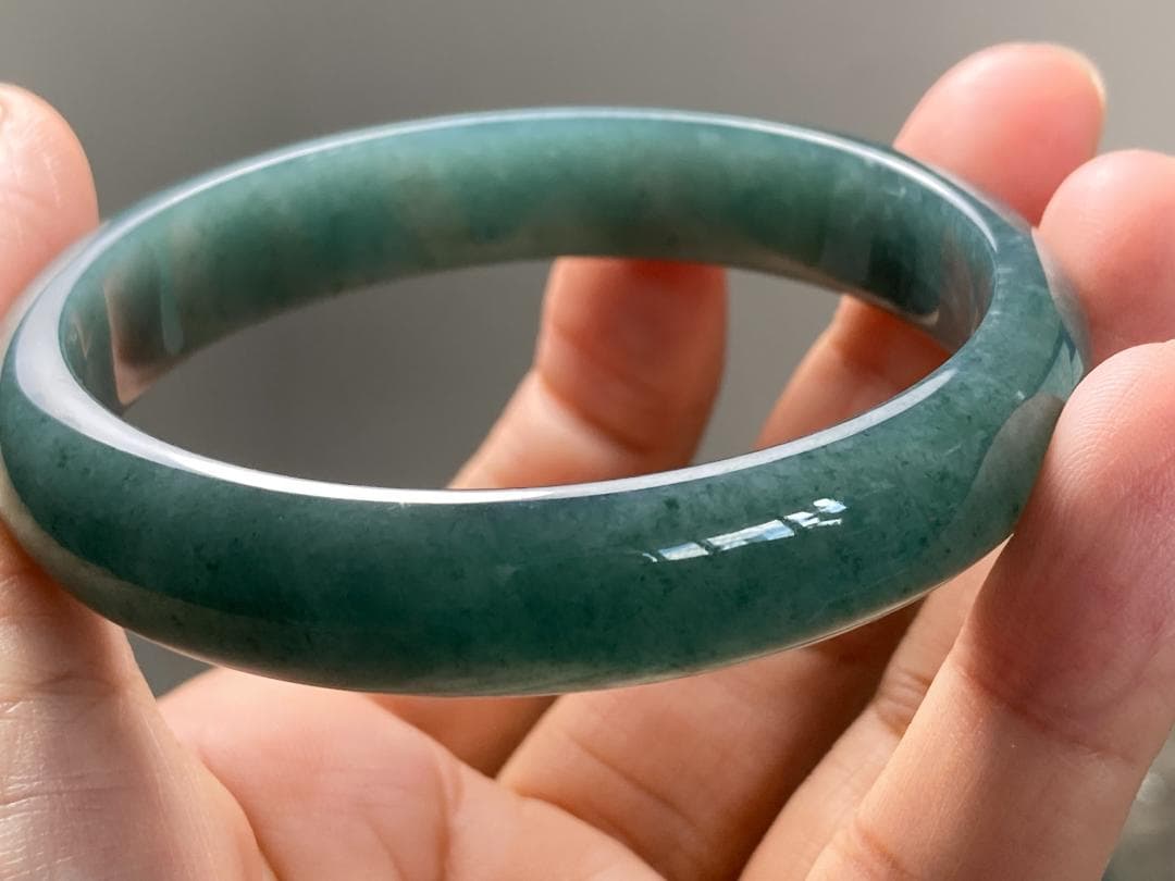 BG9-03 美品 糯氷種 深灰藍 56.1MM グアテマラ産 本翡翠 バングル