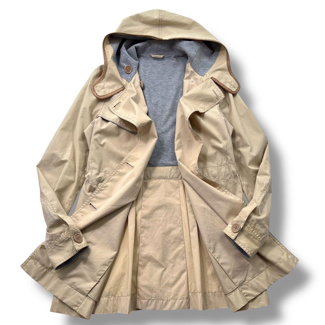 高級】ブルネロクチネリ マウンテンパーカー レザー　モッズコート　フレア　44