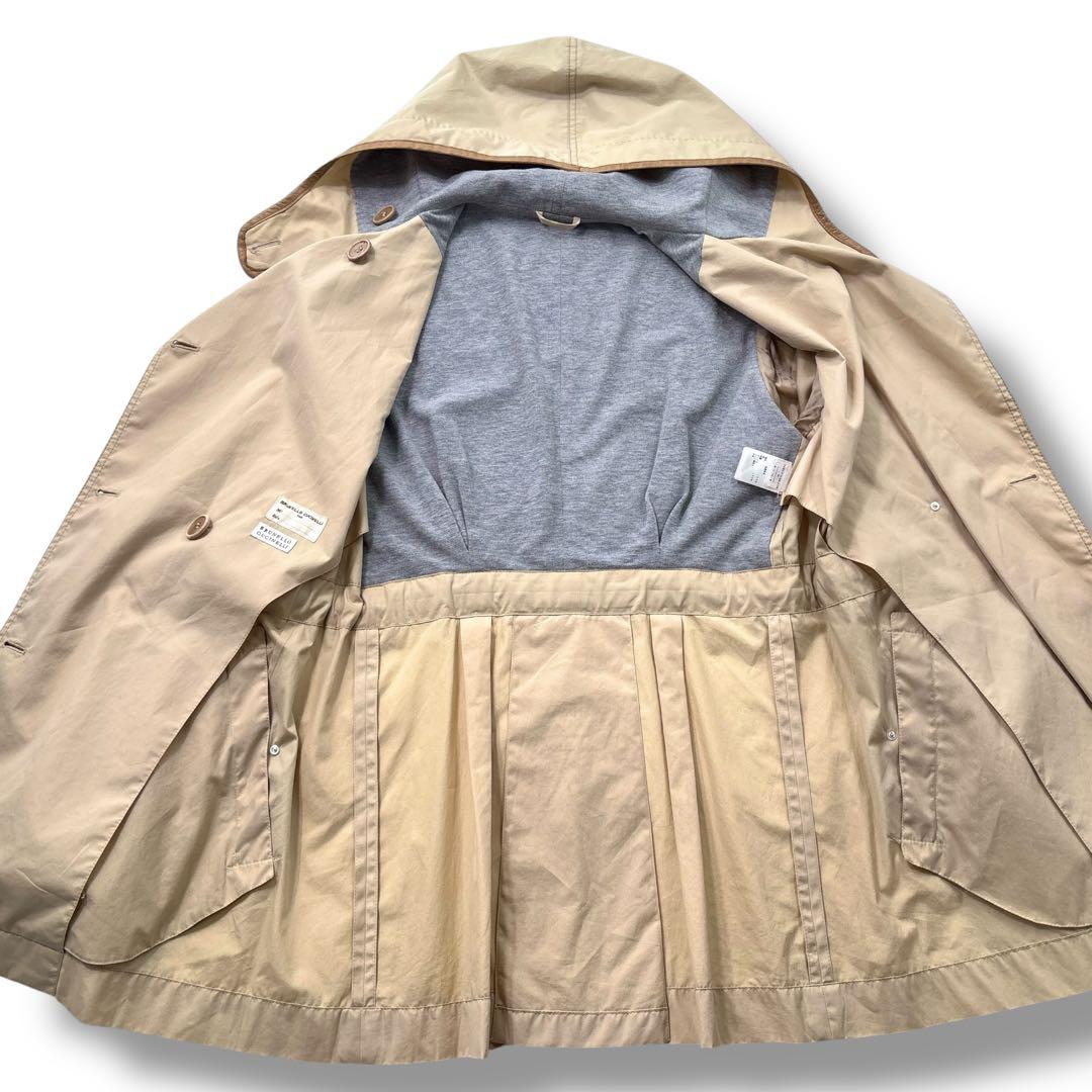 高級】ブルネロクチネリ マウンテンパーカー レザー　モッズコート　フレア　44